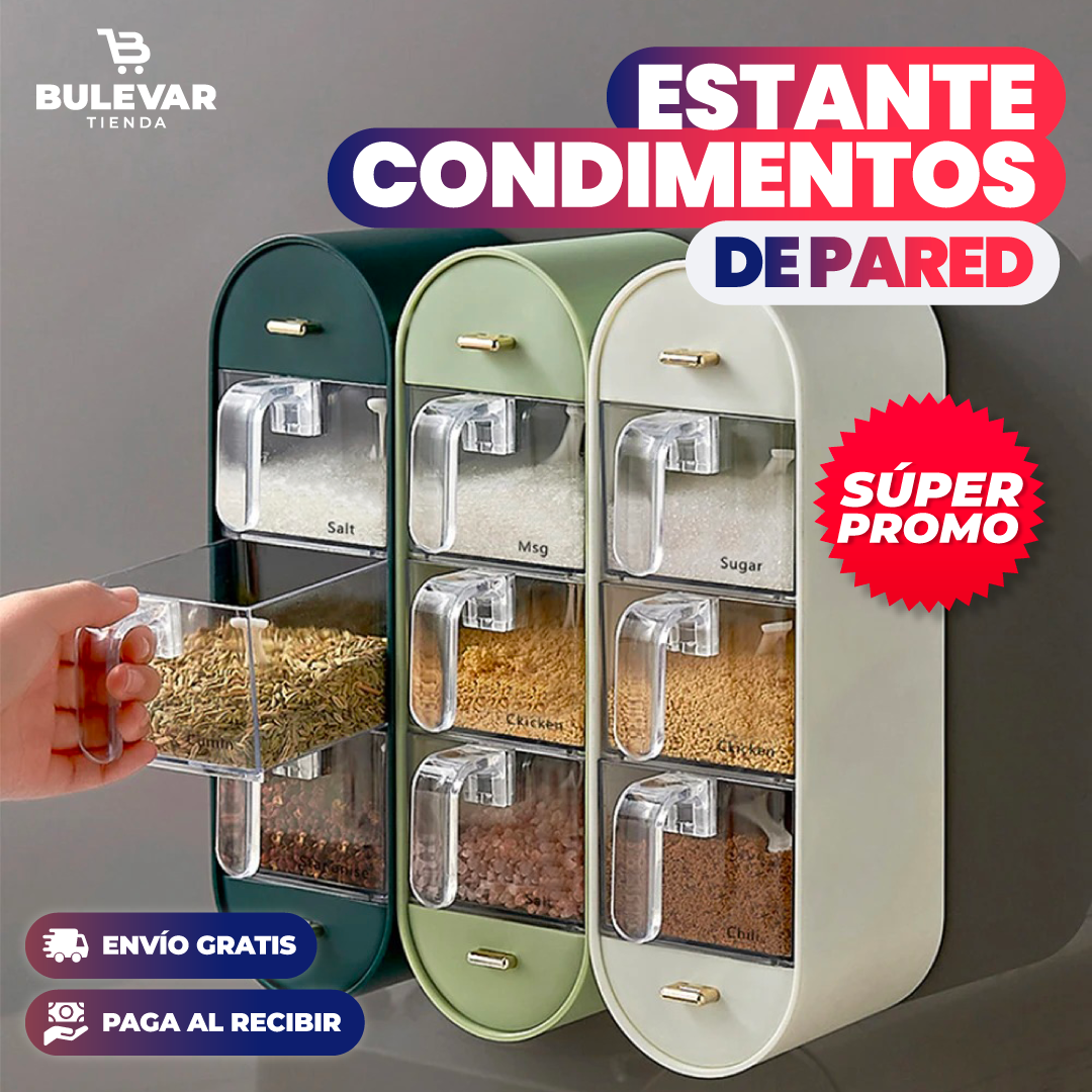 Un Soporte De Condimentos Giratorio, Un Hermoso Estante Para Almacenar Botellas De Condimentos Y