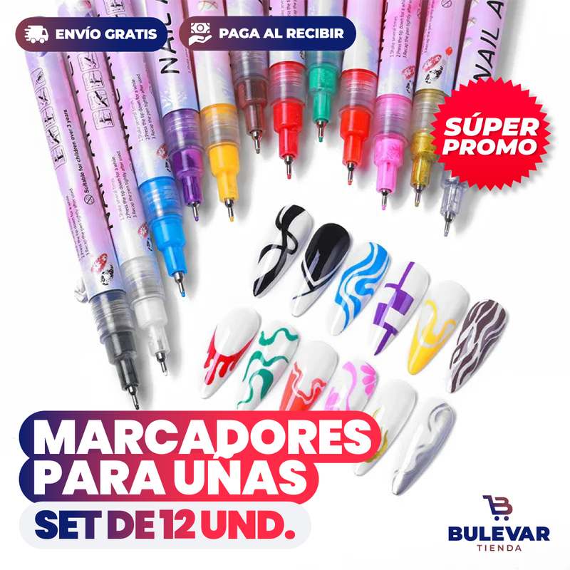 SET 12 MARCADORES PARA UÑAS