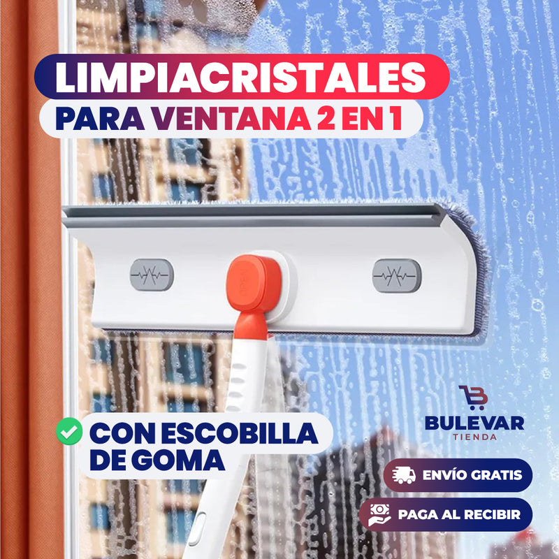 LIMPIACRISTALES CON ESCOBILLA DE GOMA PARA VENTANAS 2 EN 1