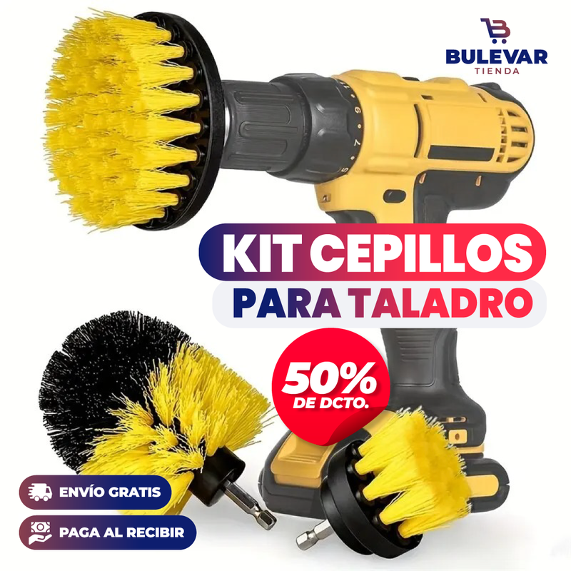 KIT 3 CEPILLOS DE LIMPIEZA PARA TALADRO