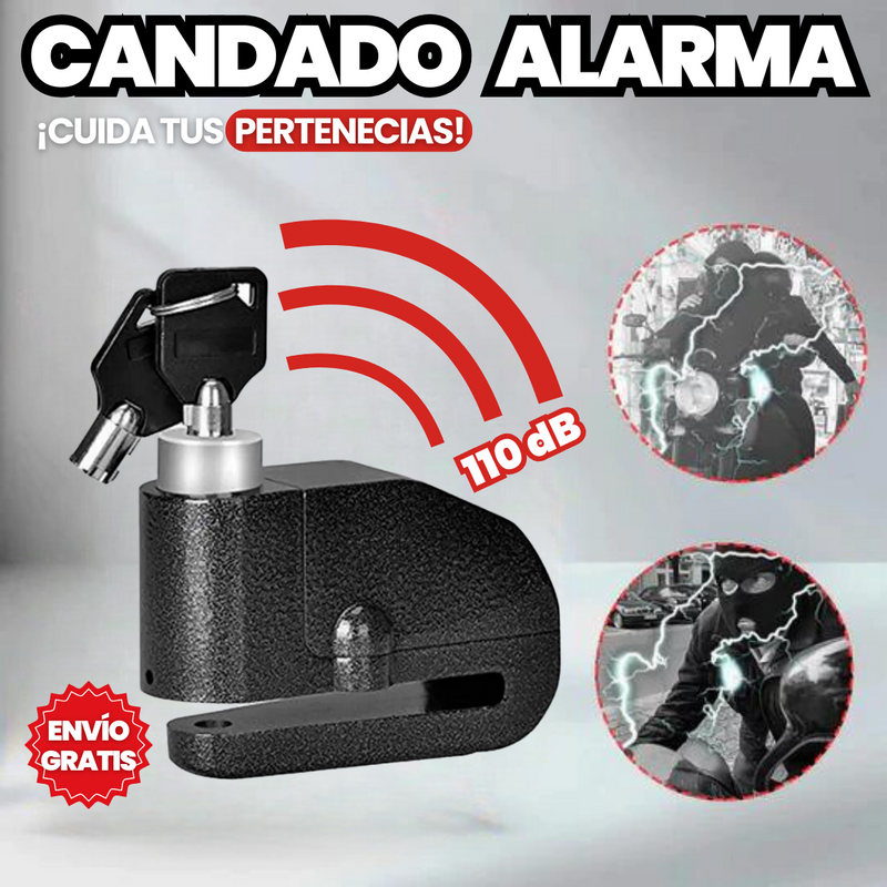 CANDADO DISCO ANTIRROBO PARA MOTO CON ALARMA 🔐