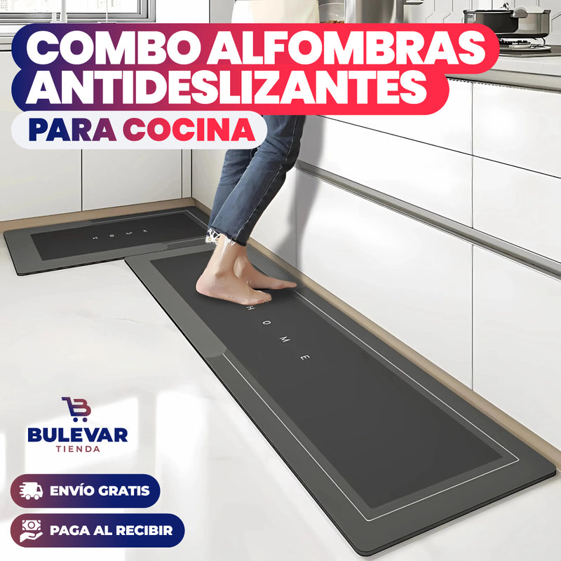 COMBO DE 2 ALFOMBRAS ANTIDESLIZANTES, SUPER ABSORBENTES PARA COCINA