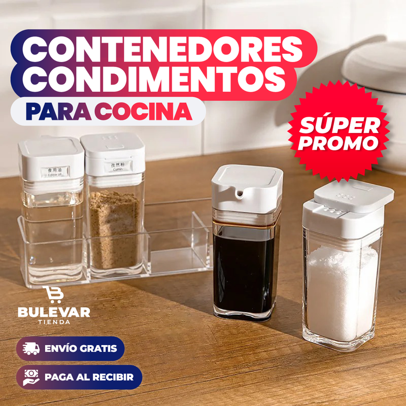 SET CONTENEDORES DE CONDIMENTOS PARA COCINA