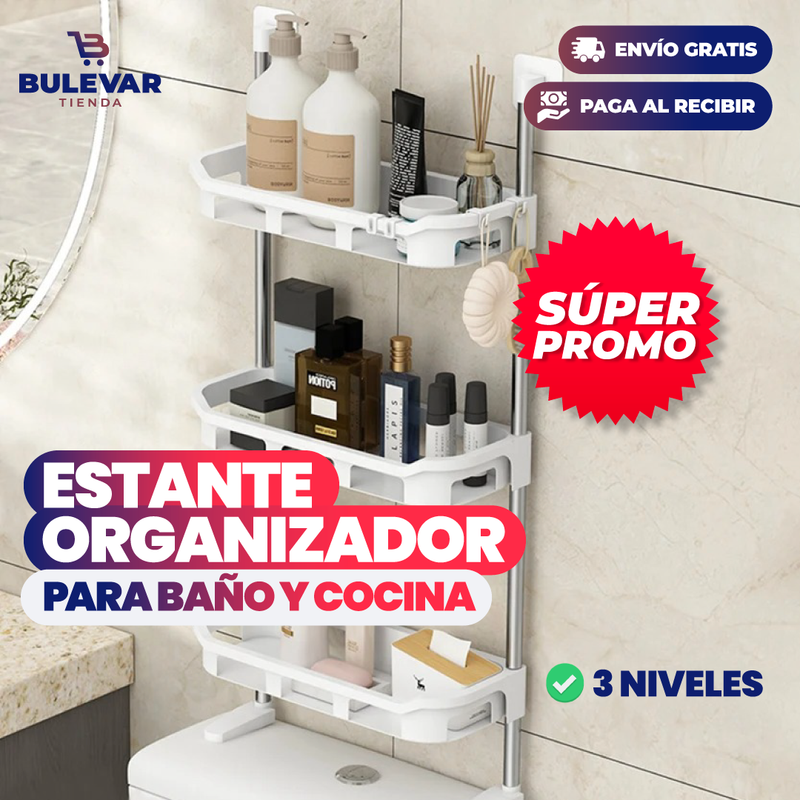 ESTANTE ORGANIZADOR DE 3 NIVELES PARA BAÑO O COCINA