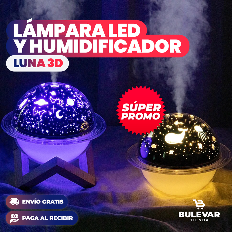 LÁMPARA LUNA 3D CON HUMIDIFICADOR