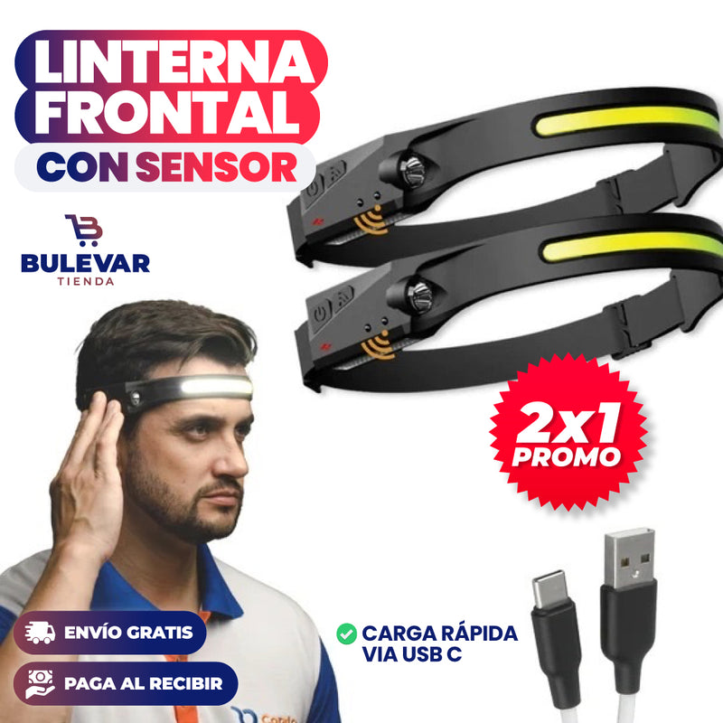 PROMO 2X1 LINTERNA FRONTAL CON SENSOR LED