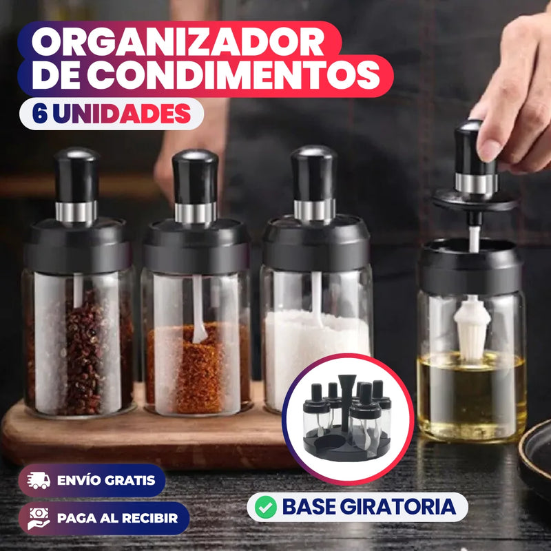 ORGANIZADOR DE CONDIMENTOS X6 UND +BASE GIRATORIO