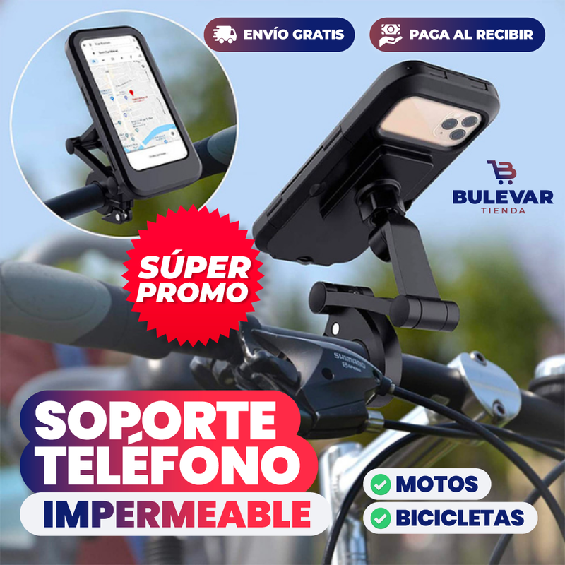 SOPORTE DE TELÉFONO IMPERMEABLE PARA MOTOS Y BICICLETAS