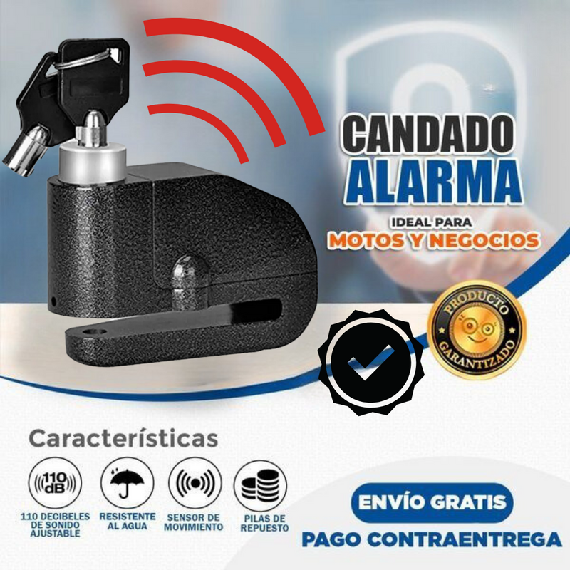 CANDADO DISCO ANTIRROBO PARA MOTO CON ALARMA 🔐