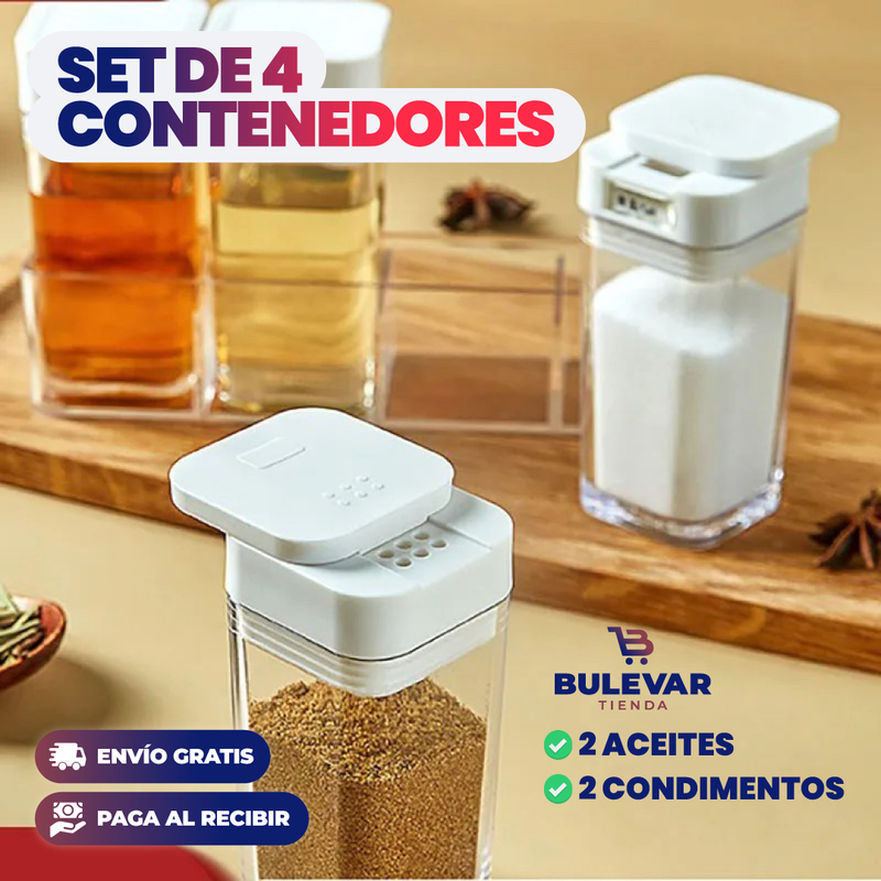 SET CONTENEDORES DE CONDIMENTOS PARA COCINA