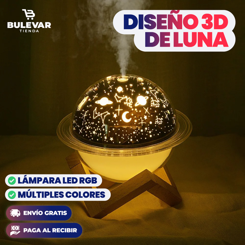 LÁMPARA LUNA 3D CON HUMIDIFICADOR