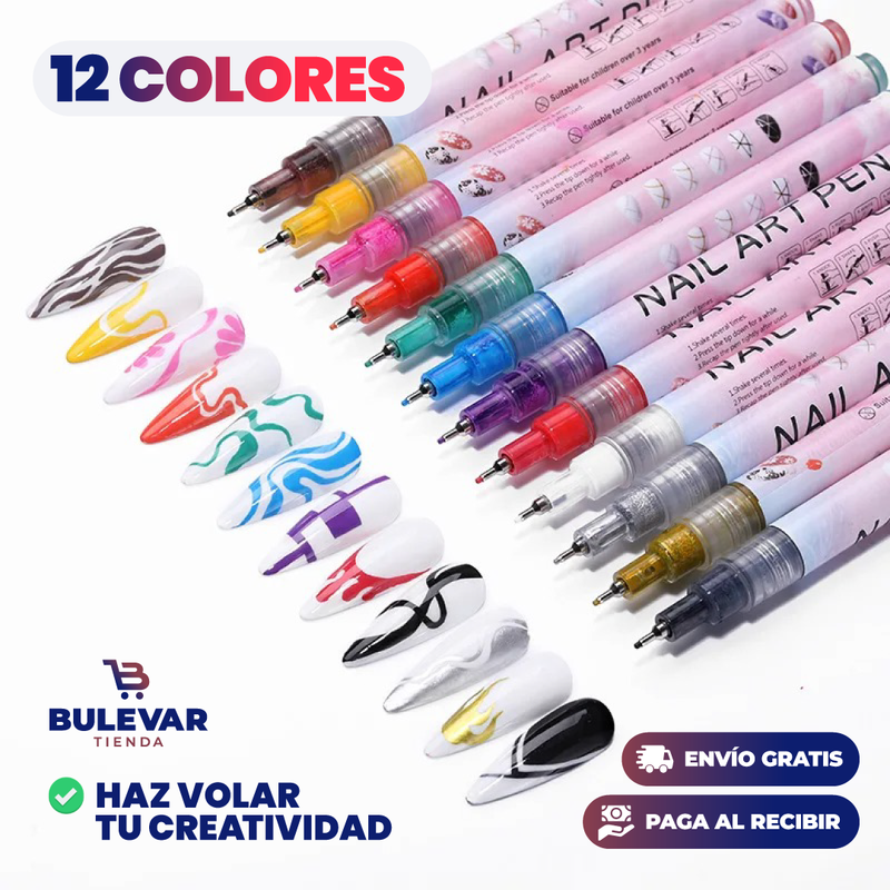 SET 12 MARCADORES PARA UÑAS