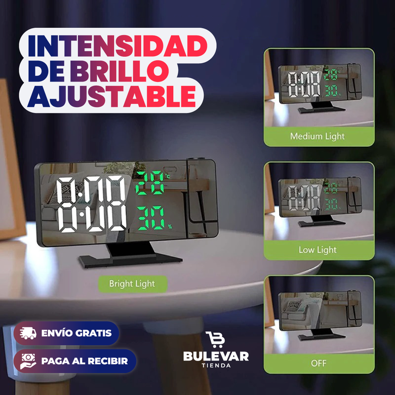 RELOJ DESPERTADOR LED CON PROYECTOR