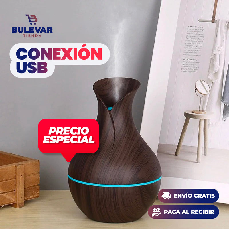 HUMIDIFICADOR ULTRASÓNICO USB DISEÑO TIPO MADERA