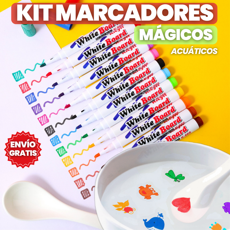 KIT 12 MARCADORES MÁGICO PARA DIBUJAR EN EL AGUA