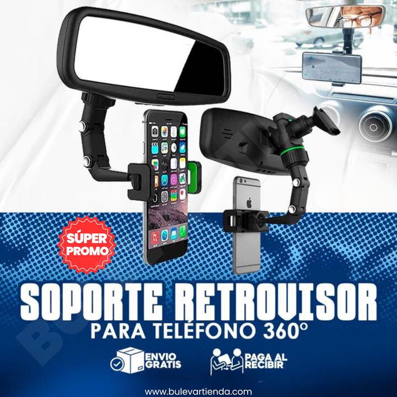 SOPORTE DE TELÉFONO PARA ESPEJO RETROVISOR 360 GRADOS