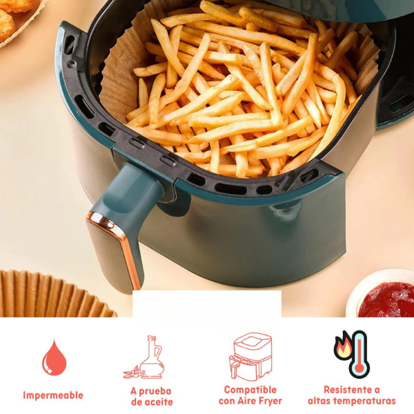 MOLDES EN PAPEL PERGAMINO PARA AIR FRYER X100 UNIDADES