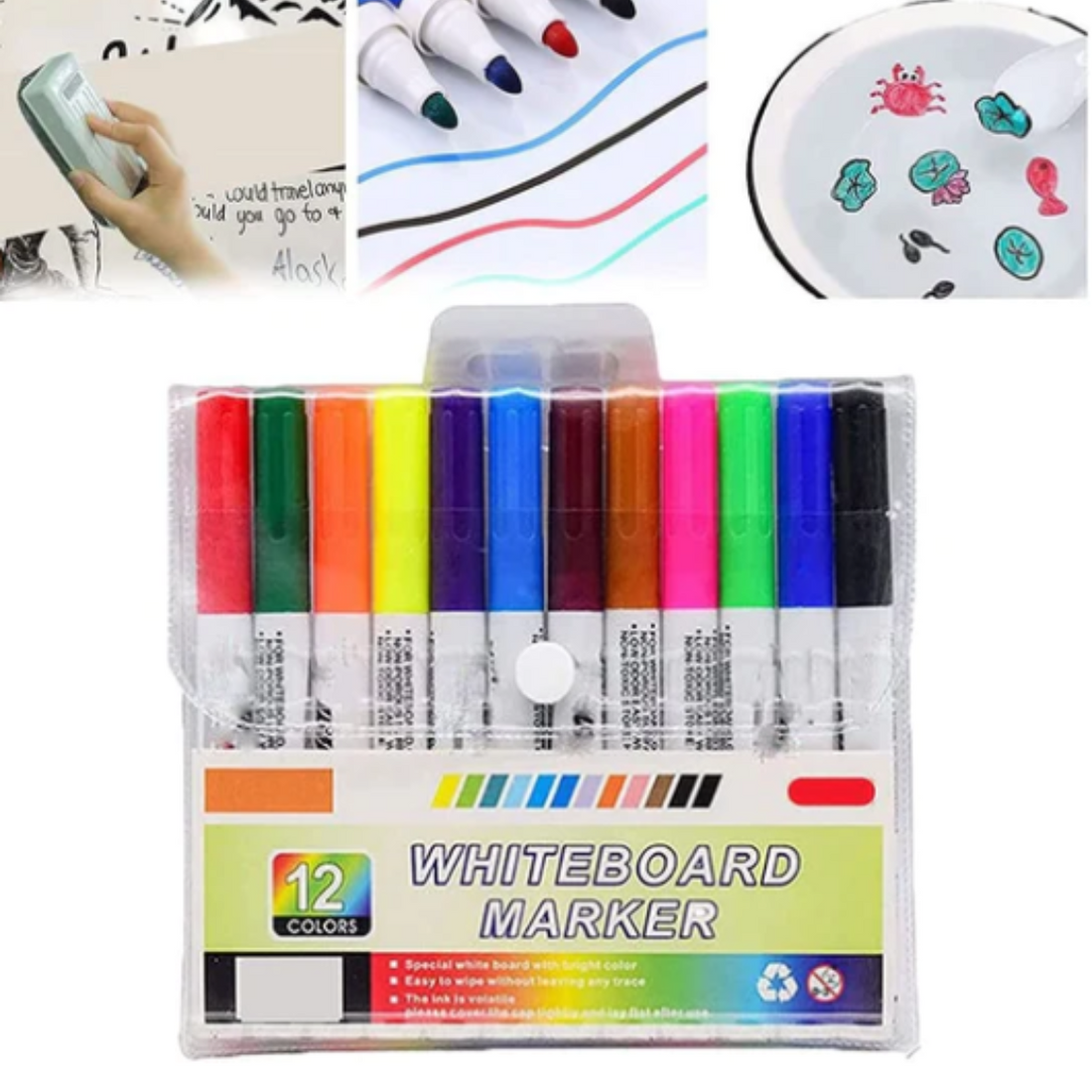 12Pcs Rotuladores Agua Magicos, Rotuladores Mágicos Agua con Cuchara y 2 Pegatinas de Tatuajes, Rotuladores Mágicos Agua, Magic Pen, para Graffiti Dibujo Escritura Pizarra Ropa (B