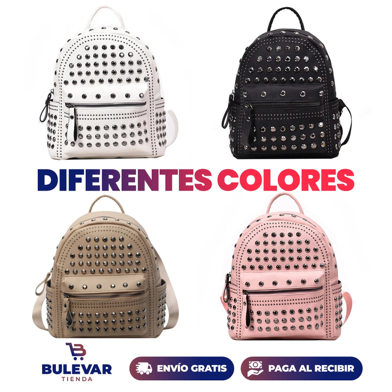 BOLSO DE CUERO CON REMACHES PARA MUJER