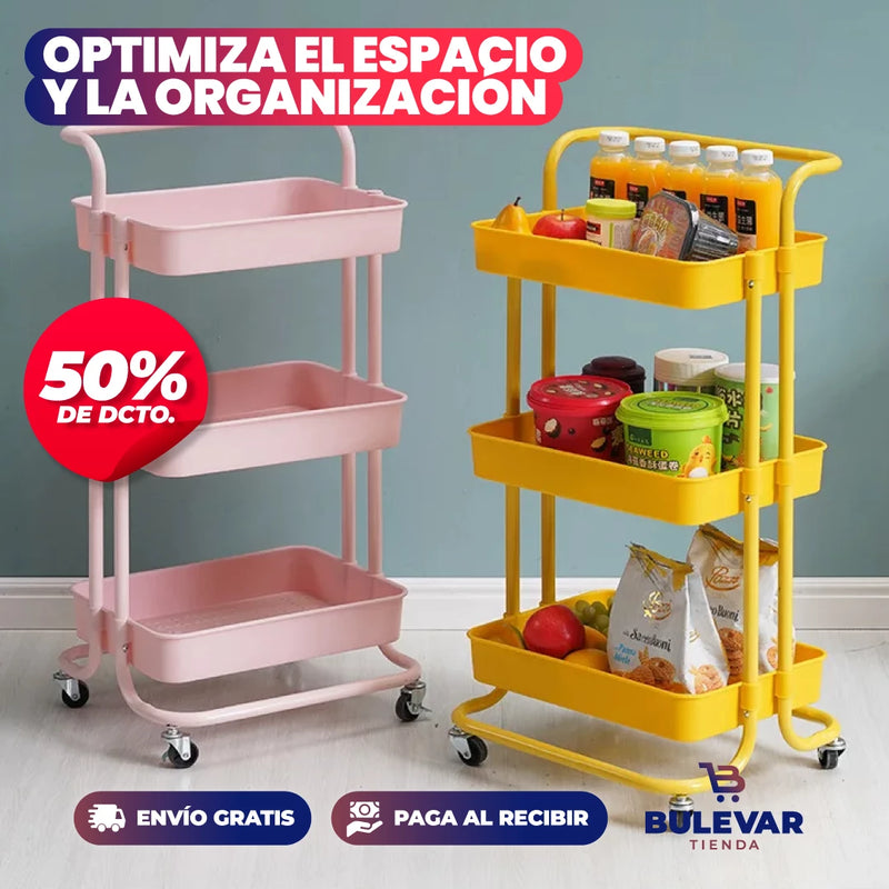 CARRITO ESTANTE ORGANIZADOR 3 NIVELES