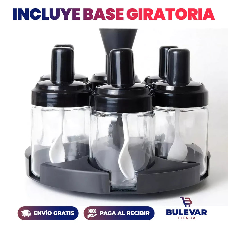 ORGANIZADOR DE CONDIMENTOS X6 UND +BASE GIRATORIO