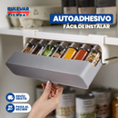 ESTANTE ORGANIZADOR DE ESPECIAS AUTOADHESIVO PARA COCINA CON CAJÓN OCULTO