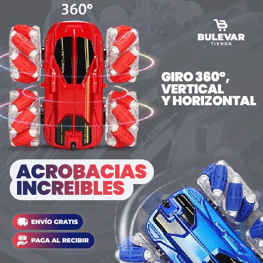 CARRO ACROBÁTICO A CONTROL REMOTO Y SENSORIAL, RECARGABLE