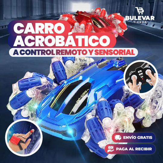 CARRO ACROBÁTICO A CONTROL REMOTO Y SENSORIAL, RECARGABLE